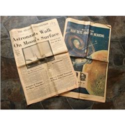 Rare 1969 Newspapers, Astronauts Walk On Moon, Man Sets Foot In Heavens