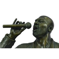 African American Jazz Blues Singer, Signed Bronze Sculpture