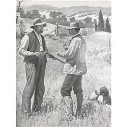 Early 1900's Half-tone Print, A. B. Frost, Hunting Scene