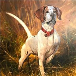 20thc Hunting Dog Oil Painting