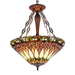 Tiffany-style Stained Glass Inverted Ceiling Pendant