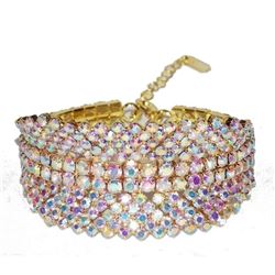 Iridescent Rhinestone & Golden Crystal Bracelet