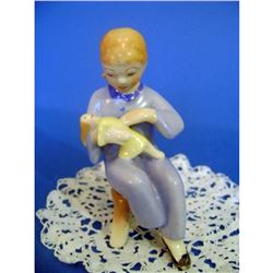 Vintage Early 20thc Hungarian DRASCHE Porcelain Figurine, Girl With Doll