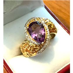 3.01ct. Pear-shaped Amethyst Cocktail Ring