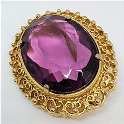 Vintage Purple Glass Scottish Shawl Brooch Pin