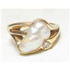 Image 1 : Estate Freshwater Pearl & Diamond 14K Ring