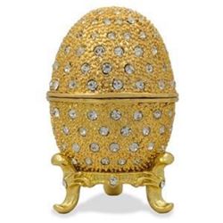 Faberge Inspired Gold & Crystal Trinket Jewel Box Egg