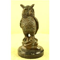 Perched Owl Bronze Sculpture