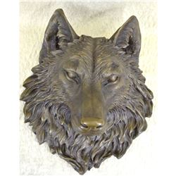 Wolf Head Bronze Wall Hanging Mount Sculpture