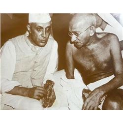 Mahatma Gandi & Prime Minister of India Sepia Tone Photo Print