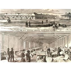 19thc Civil War Engraving, New General Hospital Hilton Head, SC