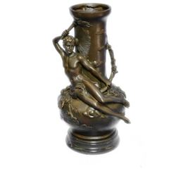 After Moreau, Art Nouveau Style Nude Youth Bronze Figurative Vase