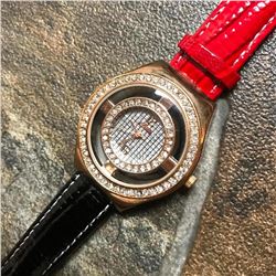 Rose Gold Over Stainless Steel Crystal Wristwatch