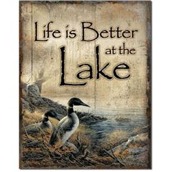 Life Is Better At The Lake Metal Hunt Room, Pub Bar Sign