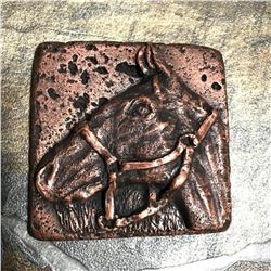 Handmade Artisan Copper Horse Decorative Tile