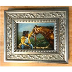 Cowboy With Horse Oil Painting