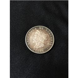 1892 Columbia 50 Centavos Columbus Silver Coin