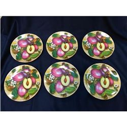 Set of Limoges Porcelain Plum Fruit Dessert Plates