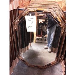 Victorian Style Carved Wood & Gilt Octagonal Beveled Mirror