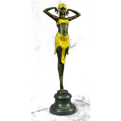 After Chiparus, Art Deco Style Gilt Bronze Sculpture, Illusion of Virtue