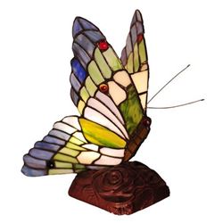 Tiffany-style Stained Glass Butterfly Accent Lamp