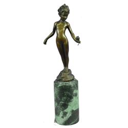 After Moreau, Art Deco Style Nude Nymph Bronze Sculpture