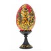 Image 1 : Russian Handpainted Golden Bird Wooden Egg On Stand