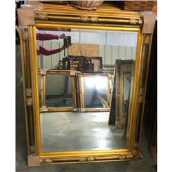 Aesthetic Style Carved Wood Gilt Beveled Mirror