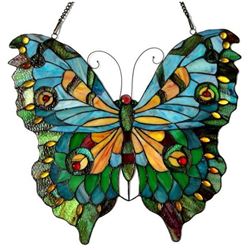 Tiffany Style Stained Glass Butterfly Hanging Window