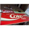Image 1 : Plastic advertising Coke sign with 10 cardboard Coca-Cola promotion signs - Largest - 27" x 12"