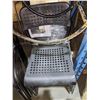 Image 14 : Chairs, stools, glass pieces for cabinets great for shower, plastic bulbs, curtains, plastic bowls,