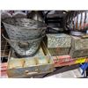 Image 1 : Group of aged metal boxes, cans and trays from show