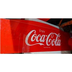 Coca Cola freezer top plastic sign (53" x 14") and 2 others