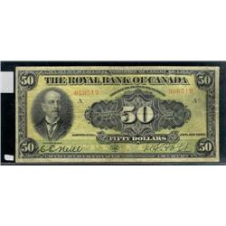 The Royal Bank of Canada  $50  1913  Ne