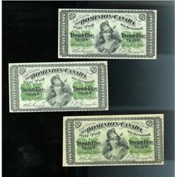 Complete set of the 1870 25 cents serie