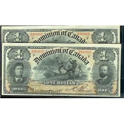 Lot of two sequential Dominion banknote