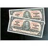 Image 1 : Lot of two sequential 1937 $2 notes.  B