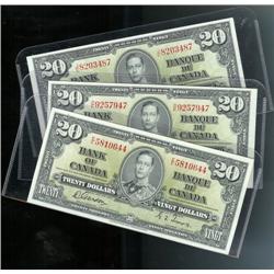 Lot of three notes.  BC-25c  1937  $20