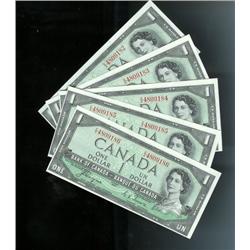 Lot of 5 consecutive Devils face 1954 $