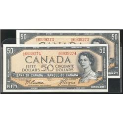 BC-42a, 1954 $50 UNC. Lot of two consec