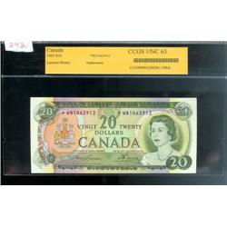 BC-50bA, 1969 $20 *WN.  CCGS UNC 63 rep