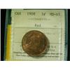 Image 1 : 1908 1¢ ICCS MS65 Red. 75% red luster.