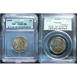 1909 1¢ ICG MS64RB & 1916 PCGS MS64RB.
