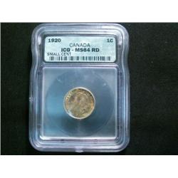 1920 1¢ ICG MS64RD.  90% Red with light