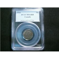 1924 1¢ PCGS MS64RB. Another lustrous k