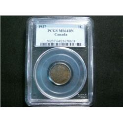 1927 1¢ PCGS MS64BN.  Strongly detailed