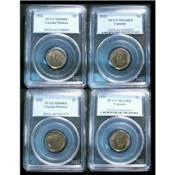 1928, 1929, 1932 & 1933 1¢ all PCGS MS6