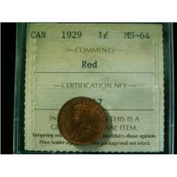 1929  1¢  ICCS MS64 Red.  90% red luste
