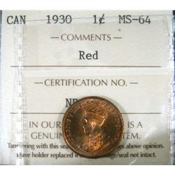 1930 1¢ ICCS MS64RD.  Superb fully lust