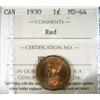 Image 1 : 1930 1¢ ICCS MS64RD.  Superb fully lust